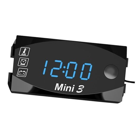 Digitalt Ur + Termometer + Voltmeter til Motorcykel - IP67 Vandafvisende Batteri Overvågningsmåler