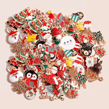 10/20pcs Random Mixed Christmas Charms for Earring Jewelry DIY Enamel Candy Cane Santa Claus Snowman Tree Deer Charm Pendants