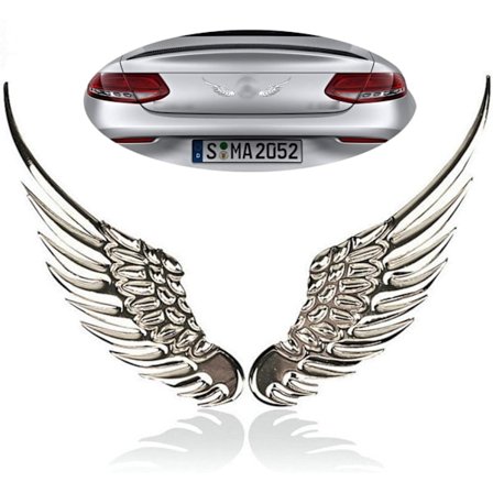 PCS Bil 3D Engelvinger Badge Dekaler. Stor Metal Stereo Vinger