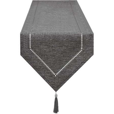 Grå linned bordslöpare 32 x 220 cm, högkvalitativ bordslöpare