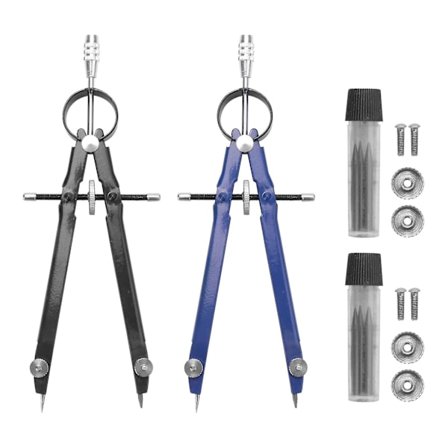 Professionel passer med lås, passer til geometri, 6 tommer buet passer, passer til matematik, tegnekompas