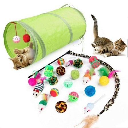 21Pc/ Set Pet Kit Hopfällbar tunnel Kattleksak Rolig kanalleksak