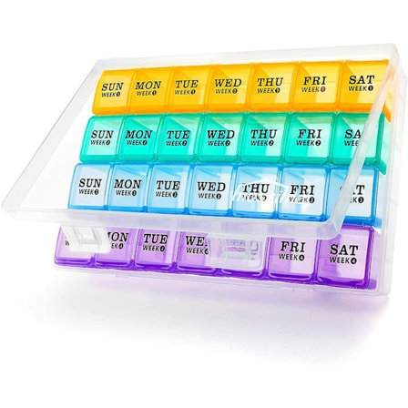 XL Large Pill Organizer 4 Week, 28 Day Pill Organizer Weekly, Large