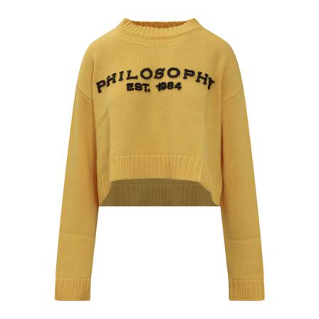 Philosophy di Lorenzo Serafini Round-neck Strik Gul, Dame Striktrøjer
