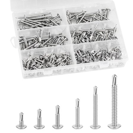 Selvtappende skruer, 200 stk. selvborende skruer, rustfrie stålskruer selvborende selvtappende skruesett M4.2*50mm/38mm/30mm/25mm/19mm/13mm