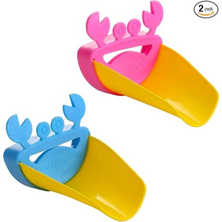 Hane Forlænger 2 Dele Krabbeformet Hane Forlænger Tilbehør Vask Håndtag Forlænger PP Forlænger til Børn Håndvask Køkken Badeværelse Vask, Blå + P