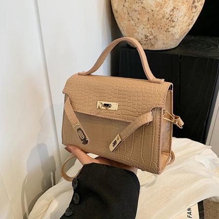 Fransk specialdesignet stenmønstret taske til kvinder - 2024 forår - ny tekstureret håndtaske - retro fashion skuldertaske Khaki