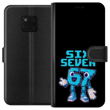 Kompatibelt Plånboksfodral till Huawei Huawei Mate 20 Pro Cyberpunkporträtt av en kvinna med färgat hår och futuristiska detaljer, neonaccentuerad