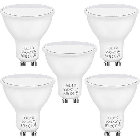 Gu10 LED Pære, 5 stk Gu10 LED 5w Tilsvarende Glødepære - Kald Hvit 6500k Ikke-dimbar