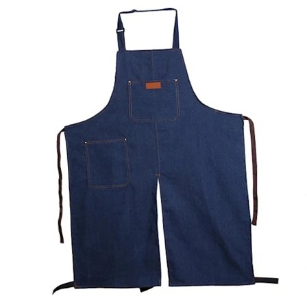 Denim Arbeidsforkle med Lommer, Delt Sete, Ermeløs, Flekkbestandig [YJD]