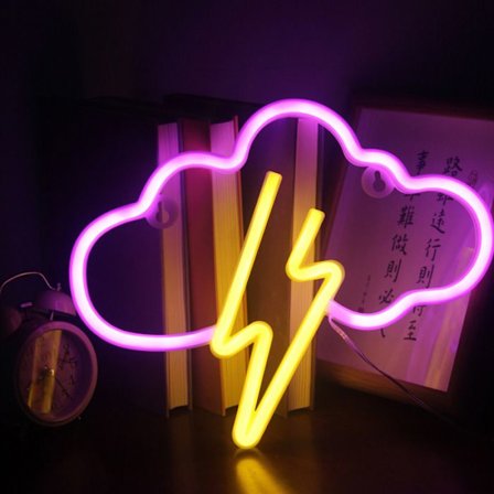 Rosnek Lysande Dekorativ Blixtskylt, LED Neonvägg för Hem Bar Jul Födelsedagsfest Present - Rosa+Gul