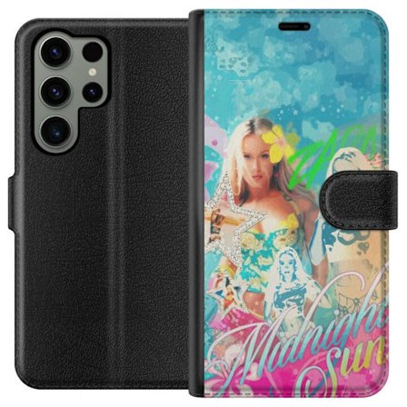 Yhteensopiva Lompakkokotelo Samsung Galaxy S23 Ultra Seikkailumaailma Steve, Creeper ja eläimillä värikkäässä palikkagrafiikassa