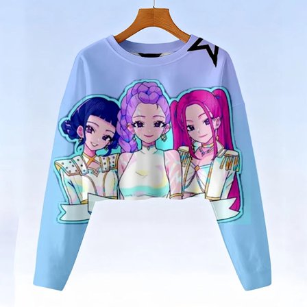Barn Kpop Demon Hunters Vår Höst Tecknad crop Hoodie Sweatshirts Mode Casual Anime Familjestil Små Barn Kläder