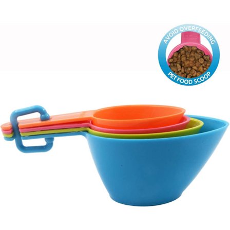 Måleskjeer for dyremat, plast, sett for hund, katt og fuglemat (tilfeldig farge)