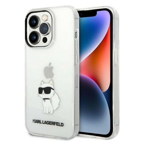Karl Lagerfeld Ikonik Choupette kotelo iPhone 14 Pro - läpinäkyvää