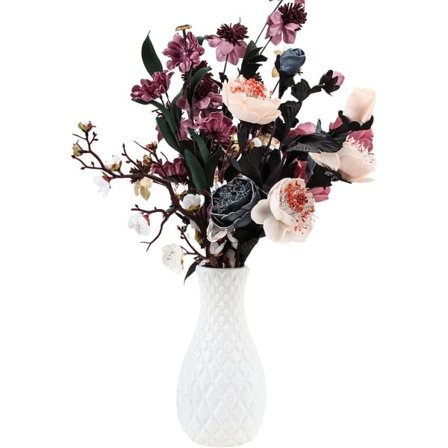 Plastvaser for blomster, holdbare og moderne - Dekorativ blomster vase for stue, kontor, bryllupsdekorasjon (hvit)