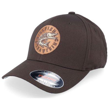 Skillfish - Brun flexfit Keps - Cirkel Grisjävel Wooly Combed Brown Flexfit @ Hatstore