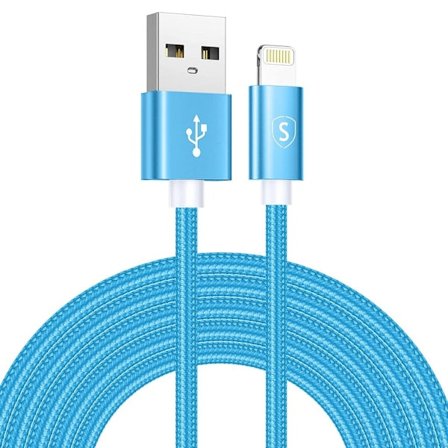 SiGN USB till Lightning Kabel 2.4A, 3m, Nylon - Blå