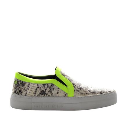 Philipp Plein, Slip Ons Kalbsleder Prägung Grijs, Dames, Maat:39 EU