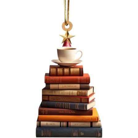 Julgranshängande Bokhyllehänge, Julhängande Smycken Dekorationer, Böcker Staplade Ornament Jul