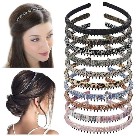 Pakke med 10 stk. Mode Tandkam Hårbånd, Multifarvet Beskyttelsesharpiks Tandkam Hårbøjle Hårbånd Bånd Hårtilbehør til Damer og Kvinder (ikke