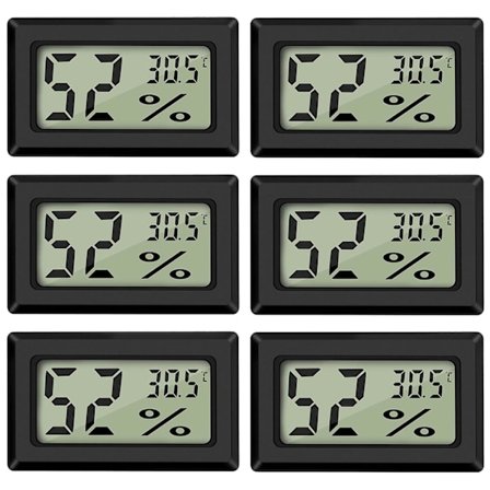 Digital temperatur- och fuktighetsmätare Termometer Mini Digital Termometer Hygrometer och Fuktighetsmätare Svart (6-pack - Fyrkantig)