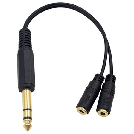 Aux-kabel Audio Extension Line Hodetelefon Y Splitter 6,35 mm Hann til 2 Port 3,5 mm Hun Stereo Adapter Converter Cord Line