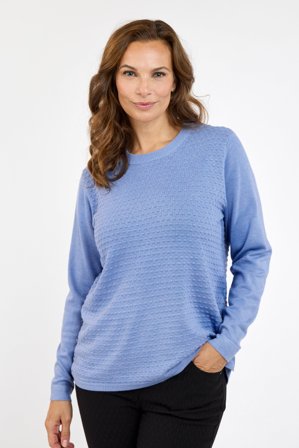 BRANDTEX - Langærmet Strik - Lys Blå - Knap Detalje