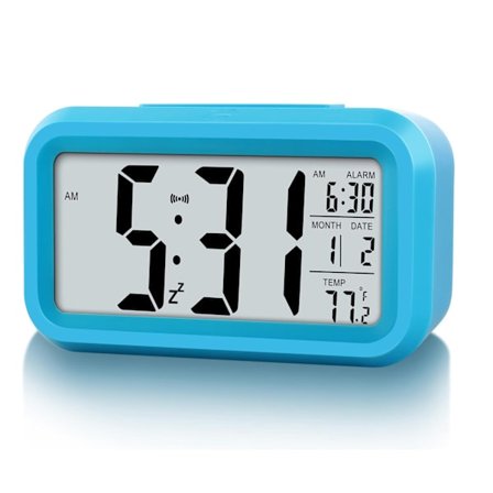 Liten digital vekkerklokke for soverom, batteridrevet, nattlys skrivebord bord nattbord ved siden av klokke for barn, voksne