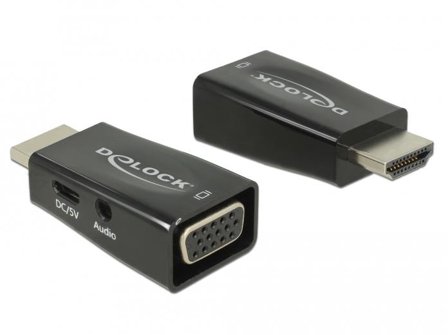 Delock Adapter HDMI-A male > VGA female with Audio - videokonverter - svart