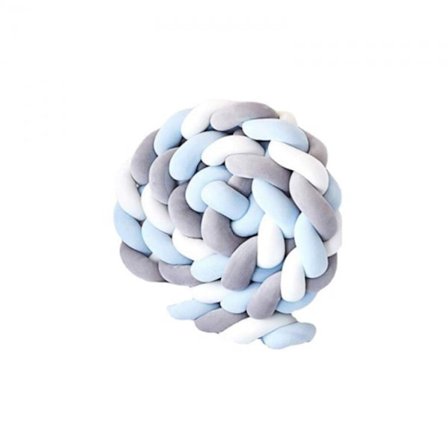 3M Flätad Spjälsängsskydd Vit Grå Blå Baby Spjälsängsskydd