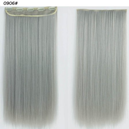 Jeedou Clip in hiuspidennykset naisille One Piece Straight & Wavy Synteettiset Natural Black Harmaa Ombre Color Cosplay Hiuslisäkkeet