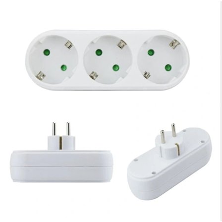 3-vejs stikdåseadapter, 3-vejs multistik til væg eller skrivebord