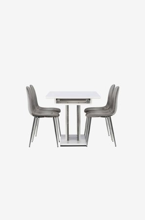 Venture Home - Spisegruppe Disa med 4 stk stoler Eva - Hvit - Spisegrupper - Fra Homeroom