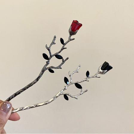 2 KPL Metalliruusu Hiussauvat Kukka Pulla Hiustappi Naisille Tytöille Pitkä