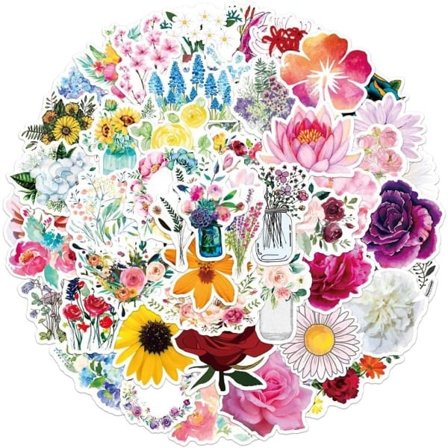 100 stk. Vannflaske Blomster Klistremerkepakke Søte Vinyl Stilige Vanntette Klistremerker for Laptop Scrapbook Telefon