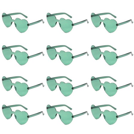 12 stk. Love Solbriller Jelly Farveløs Hjerteformet Onepiece Briller Blændende Farve Briller (12 i en OPP pose)