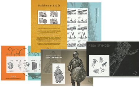 Sverige - Samling med 5 flotte sorttryk