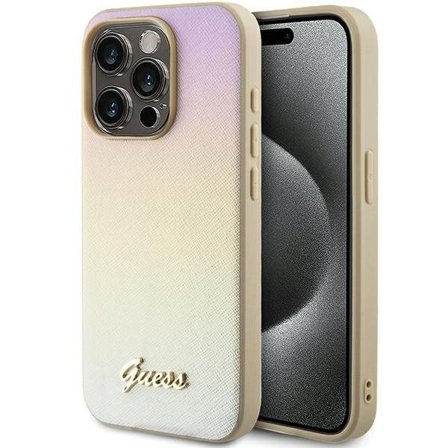 Guess GUHCP15XPSAIRSD iPhone 15 Pro Max 6,7" gull/gull hardcase Saffiano Iridescent Script