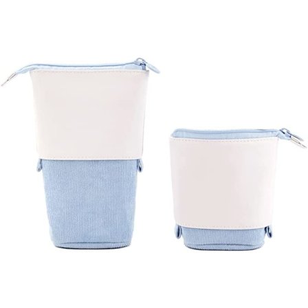 Lyseblå sammenleggbar pennal, 2 i 1 sammenleggbar pennal