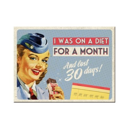 Magnet retro 50-tal Diet Humor Julklapp Present