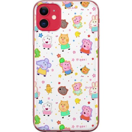 Kompatibelt Mobildeksel til Apple iPhone 11 Fargerike tegneserie dyrekarakterer i en leken stil med stjerner og prikker på en lys bakgrunn