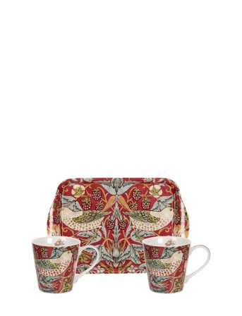 Morris & Co Strawberry Thief Red Mug And Tray Set - Multi/patterned - ONE SIZE