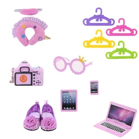 Dockvagnsset för 18-tums American Girl-dockor - Resväska Leksaker, Lila Baby Nyfödd Design