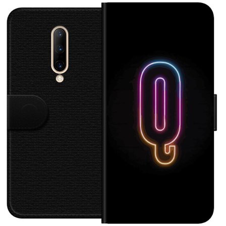 Kompatibelt Lommeboketui til OnePlus OnePlus 7 Pro Minimalistisk neonbokstav Q i skinnende farger mot mørk bakgrunn