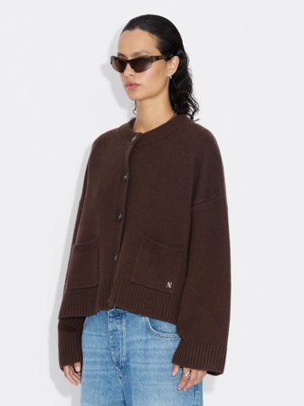 Holzweiler Wool Wide Cardigan - Dk. Brown - Women's - XXS