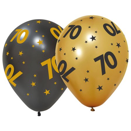 Latexballonger med Stjärnor & Siffran 70 6-pack