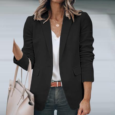 Kvinnor Enkelknäppt Ytterkläder Öppen Front Blazer