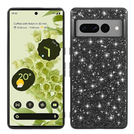 Glitter Google Pixel 7 Pro skal - Svart