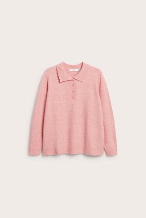 Kappahl | Finstrikket genser med krage Rosa L | Rosa